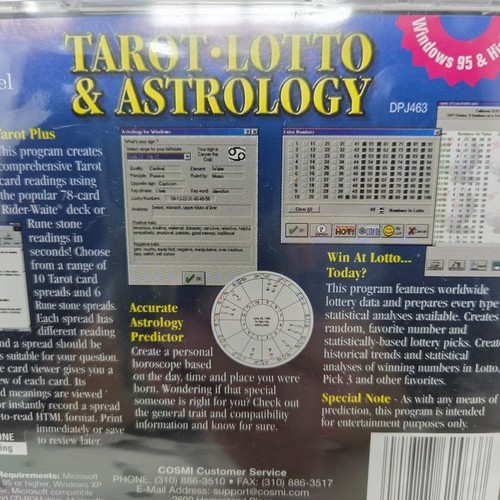 Tarot Lotto And Astrology CD-ROM 2003 Cosmi Corp New Sealed Windows 95 and Up - Picture 6 of 8