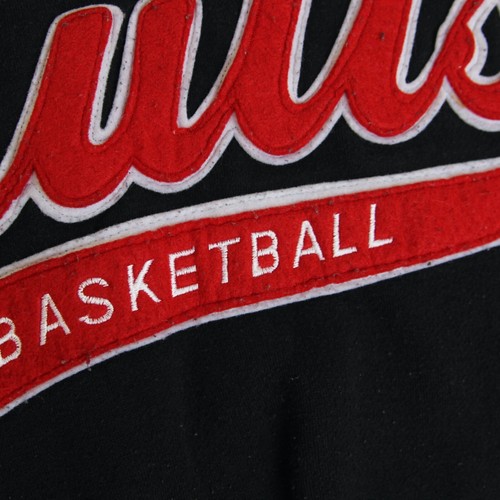 VTG Starter Chicago Bulls Hoodie Mens XL Black FELT SCRIPT NBA Team Sweatshirt - Picture 6 of 24