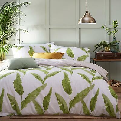 Botanical Leaf Leaves Green Beige Cotton Blend King Size Duvet Cover Botanical Leaf Leaves Green Beige, Green King Size Bedding Cotton
