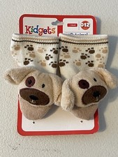 NWT 1 Pair 0-12 Month Brown  Tan 3D Animal Socks-Puppies