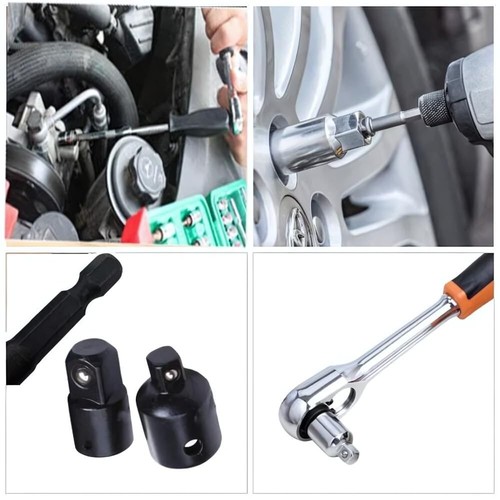 9Pcs Socket Adapter Impact Hex Shank Drill Bits Power Extension 1/4" 3/8" 1/2" - Picture 6 of 7
