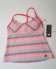 New NWT adidas Women's Stripe a Pose X Tie Back Tankini Size Small