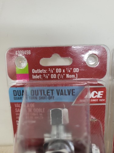 Dual Outlet Valve Ace Hardware 4308498 Inlet 5/8 Outlets 3/8 × 1/4 Set of (2)com
