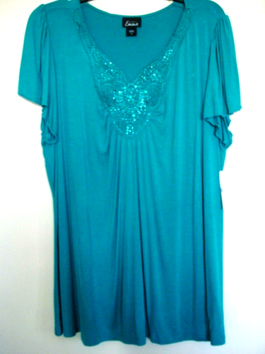 Ladies Plus Size Top with Bling Size 1X  Green - Picture 1 of 2