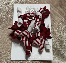 Gymboree RED  WHITE STRIPES CURLY RIBBON HAIR CLIP BARRETTE SET