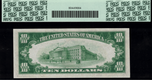 1934 $10 Federal Reserve Note New York FR.2004-B - Light Green Seal - PCGS 64PPQ - Picture 2 of 2
