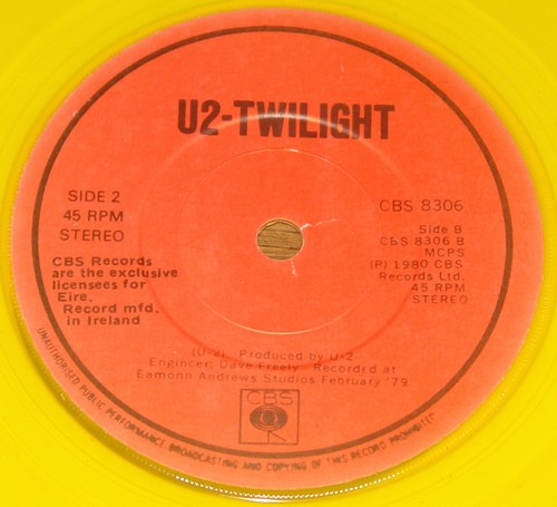 U2 ~ ANOTHER DAY b/w TWILIGHT ~IRISH IRELAND CBS YELLOW VINYL 7" 1980 GRAFOTONE - Picture 7 of 7