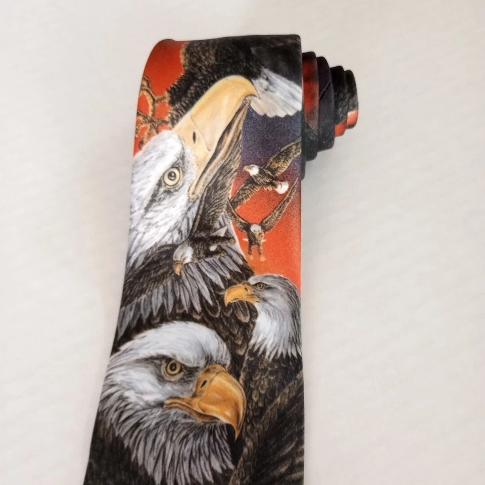 Corbata para hombre D’em Crazy Bald Eagle 100 % poliéster Foto 4 de 4