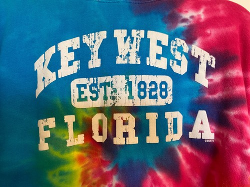 Key West Hoodie Kids Youth  Extra Large EL Tie Dye Sweatshirt Crop Top Florida - Picture 1 of 8