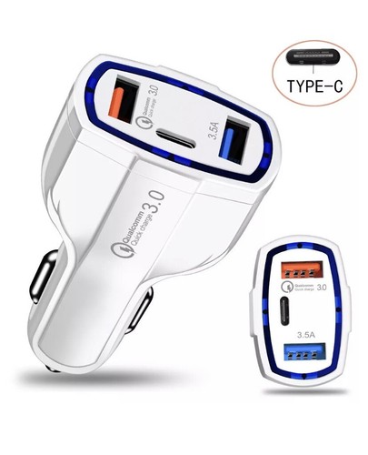 FAST CAR CHARGER 3 PORT 2 USB Port & Type C For IPHONE 16 AND 15 PRO MAX PLUS - Picture 2 of 10