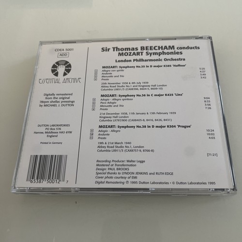 London Philharmonic Orch. Thomas Beecham - Mozart Symphonien - Dutton CD - Bild 2 von 5