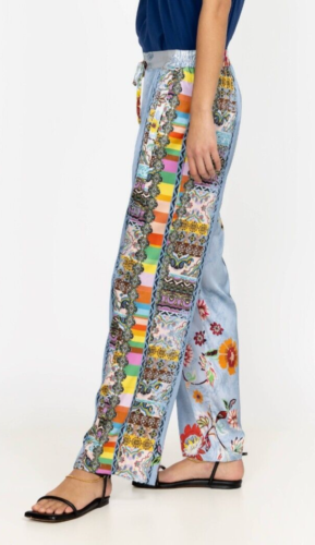 Johnny Was Rainbow Liza Seidenmischung Lux Hose eklektisch BoHo Damen Gr. XL ~ 295 $ - Bild 3 von 5