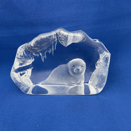 Mats Jonasson Sweden Crystal Glass Sculpture Baby Seal Sea Lion Small - Picture 2 of 9