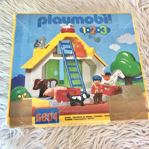 Playmobil 123 Scheune Bauernhof Set 6804 Vintage Retro Spielzeug Box dabei - Bild 2 von 6
