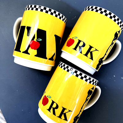 STUDIO NOVA New York TAXI  Statue of Liberty  Stackable Coffee Mug Set of 3  NEW