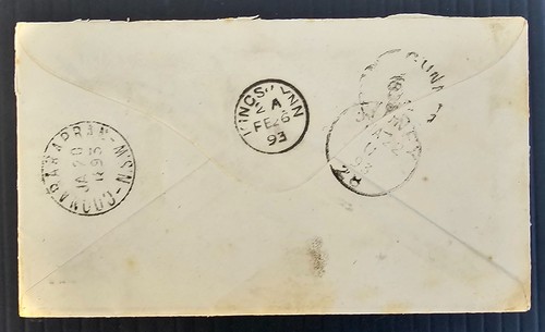1893 New South Wales Cover 3 stamps cd Coonabarabran-Kings Lynn - Bild 3 von 3