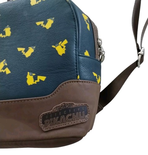 Pokemon Detective Pikachu Loungefly Mini Backpack Bag Zip Charm Multi-Color Blue - Picture 3 of 11