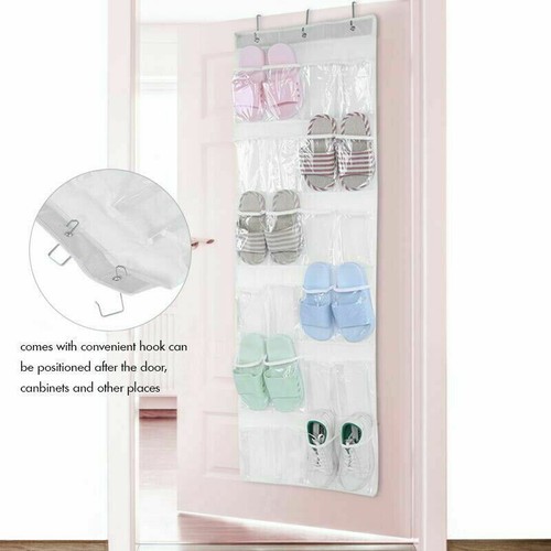24 Pocket Shoe Holder Organiser Over The Door Hanging Shelf Rack Storage Hook UK - Picture 9 of 20