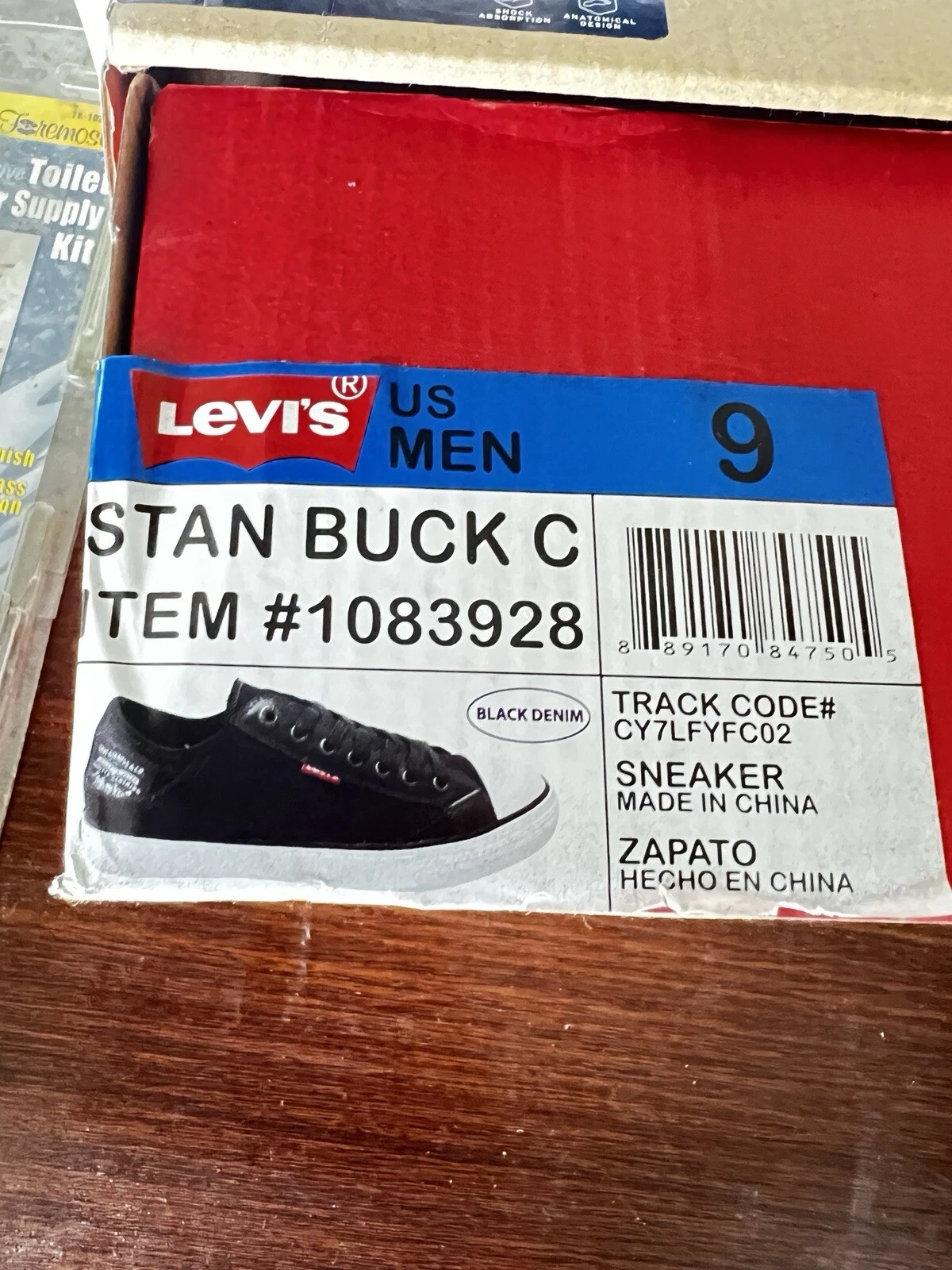 Levi's Stan Buck C Men's Sneaker Canvas Shoe (Black Denim, 9) NEW