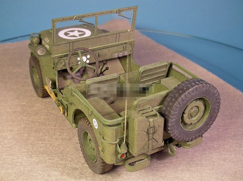 Seconda guerra mondiale Stati Uniti Willys MB Jeep auto camion esercito carta artigianale modello in scala 1:25 - Foto 10 di 12