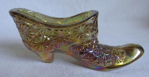 L E SMITH GLAS GÄNSEBLÜMCHEN UND KNOPF GOLD BERNSTEIN KARNEVAL SLIPPER SCHUH  - Bild 2 von 4