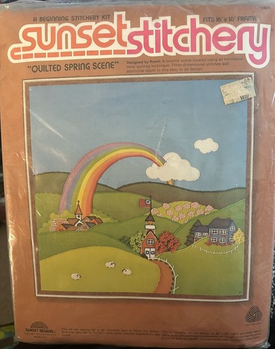 Quilted Spring Scene Beginning Kit Sunset Stitchery 16x16 NEW Complete Rainbow - Picture 2 of 8