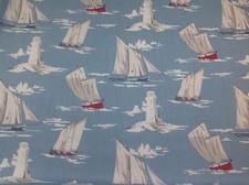 Clarke+Clarke SKIPPER Marine- Boats/Lighthouse/Cotton Fabric.Curtains/Upholstry