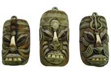 Handmade Tiki Inspired Decorative Wall Mask Set of 3