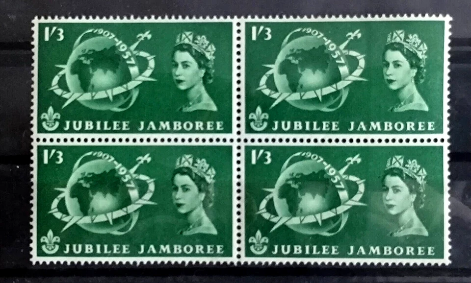 Great Britain GB UK "SCOUTS ~ SCOUTING ~ JUBILEE JAMBOREE" MNH Blocks of 4, 1957 - Image 4 of 4