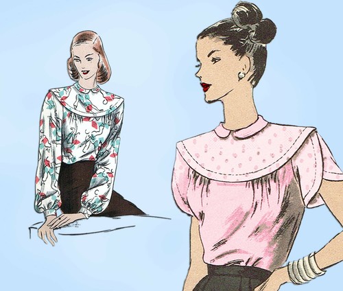 Vogue 6036: 1940s Misses Back Button Blouse Sz 30 B Vintage Sewing Pattern - Picture 6 of 6