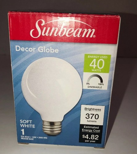 1 Ea Sunbeam G25 Soft White Globe Bulb 40-Watt 370 Lumens 130 Volt-Medium Base - Bild 12 von 12