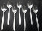 Amefa Tulip Time Soup Spoons Holland Stainless Flatware Danish Modern Lot of 7