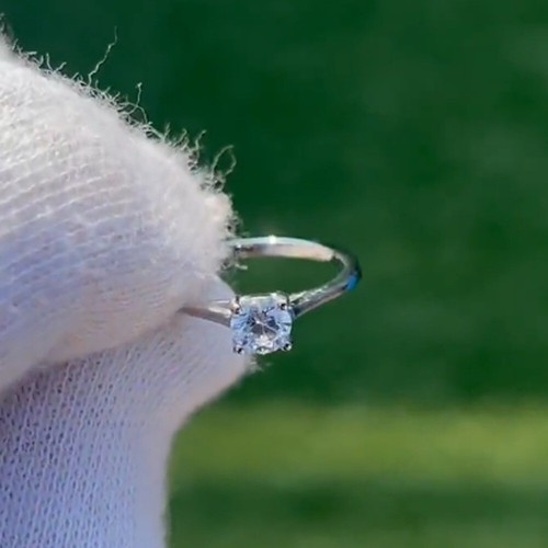 0.75Ct Round Cut Moissanite Solitaire Engagement Ring 14K White Gold Plated - Bild 2 von 10