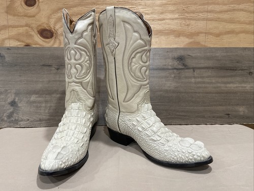 El presidente White Alligator Print cowboy boots S