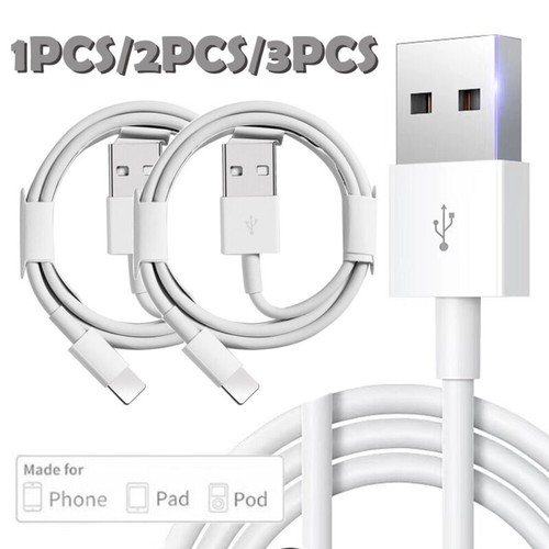 USB Data Fast Charger Cable Cord For Apple iPhone 5 6 7 8 X 11 12 (1 Pack) - Picture 3 of 7
