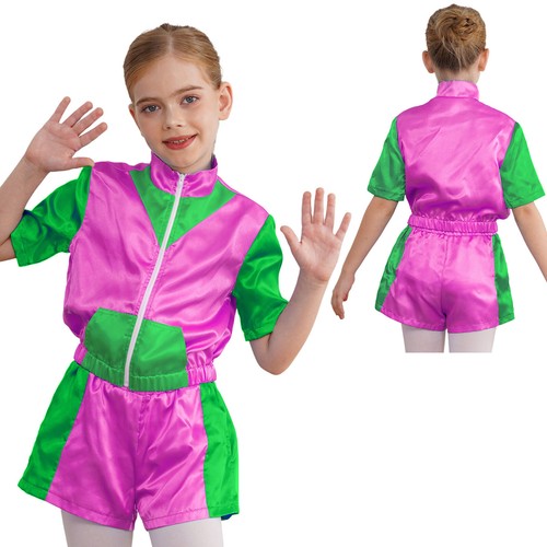 Kids Girls Suit Hip Hop Outfit Modern Set 80s Activewear Team Competition Jazz - Picture 25 of 56