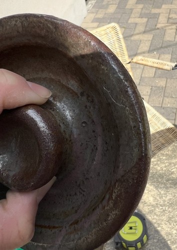 Vintage Steingut Kunstkeramik Topf Vase mit Deckel signiert MCM - Bild 7 von 11