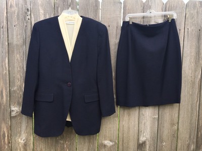 jones new york sz 10 12 jacket skirt blouse 100 wool career interview suit navy ebay interview skirt suit