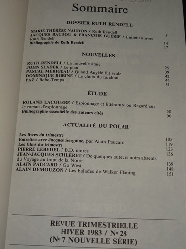 POLAR N°28 - Octobre 1983 - NOUVELLES EDITIONS OSWALD (NéO) - Imagen 2 de 2