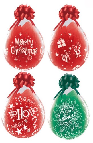 QUALATEX 18 INCH ROUND MERRY CHRISTMAS ASSORTED LATEX STUFFING BALLOONS (25 Pk) - Picture 1 of 2