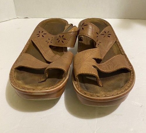 NAOT Sandalen Slides Toe Loop braunes Leder Damenschuh Größe 41 US 10