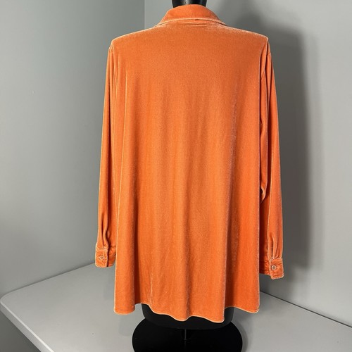 SOFT ENVIRONMENT Samt Boyfriend Tunika Shirt Top Gr. 1X Orange Stretch Knopf - Bild 8 von 10