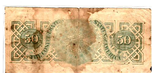$50 "CONFEDERATE" (GREEN OVERPRINT) 1800'S $50 "SERIAL 2224"!! $50 (SERIAL 2224) - Picture 3 of 3