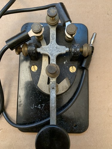 Vintage Antyk J-47 Morse Code Key Telegraf Sounder szynka radio cw Wojskowe - Zdjęcie 2 z 6