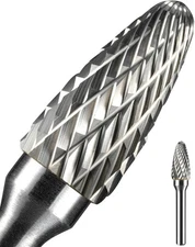 1Pc 1/4 Carbide Burr Set 1/4" Shank Head Dia 10mm Tree-Shape XL, Silver Grey 