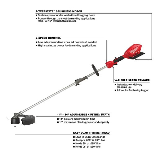Milwaukee M18 Fuel String Trimmer (Bare Tool) With Quik Lok Attachment - Picture 7 of 8