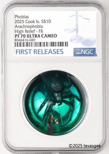 2025 Cook Islands Silver 2oz $10 Arachnophobia NGC PF70 First Release