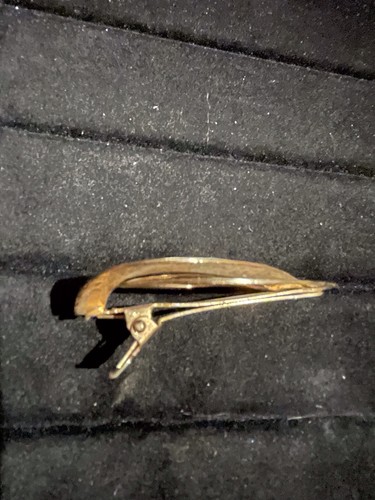 Vintage 1960’s Gold Tone Metal 2” Hair Barrett Double Teardrop Hair Accessory - Picture 6 of 9