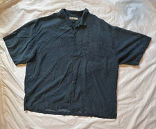 Tommy Bahama Shirt Mens 2XL Blue Hawaiian Floral Button Up Camp Casual Summer