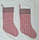 Pair (2) Handmade Christmas Stockings Nordic Plaid Cotton Quilting Fabrics Lined